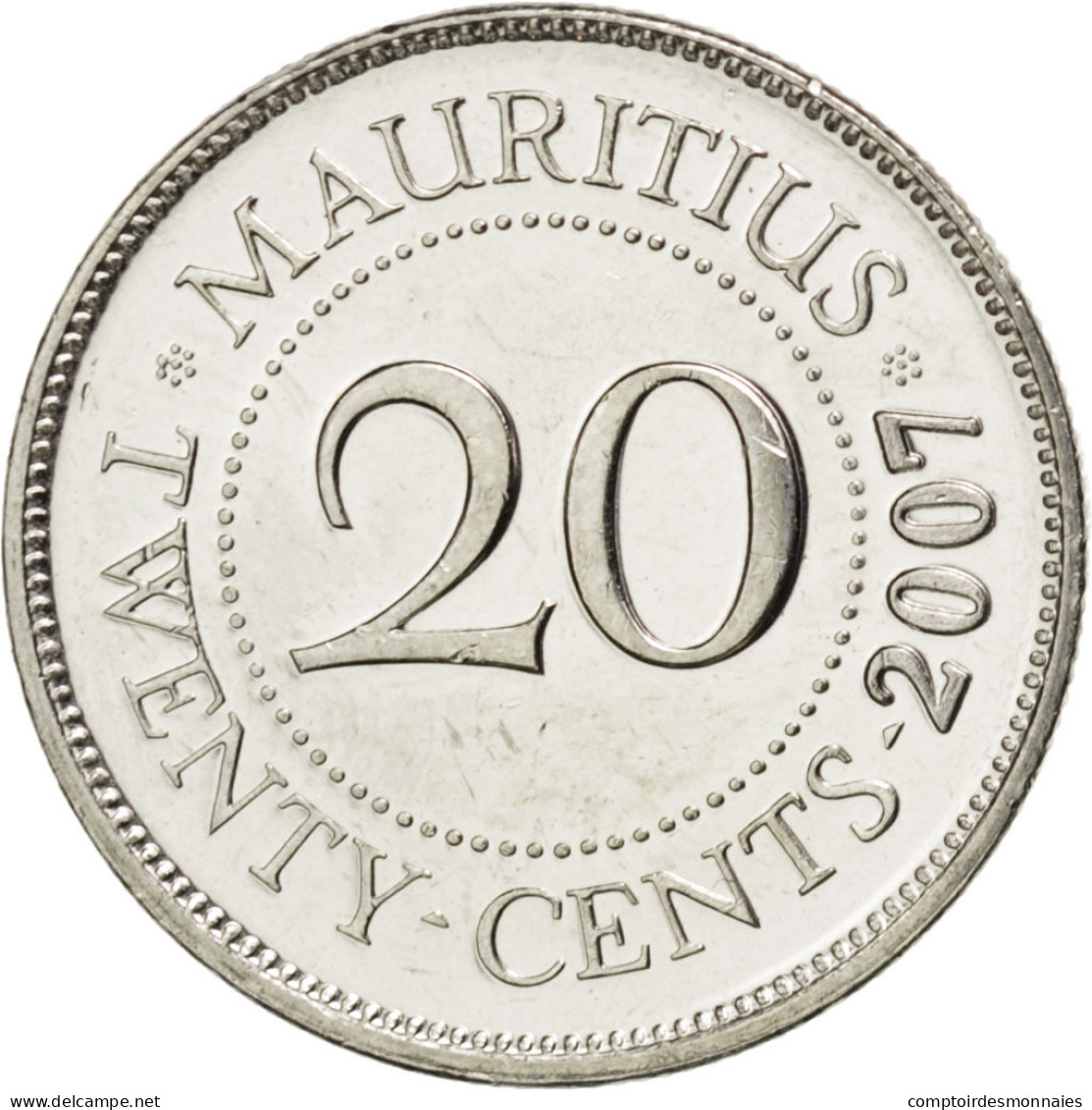 Monnaie, Mauritius, 20 Cents, 2007, SPL, Nickel Plated Steel, KM:53 - Mauritius