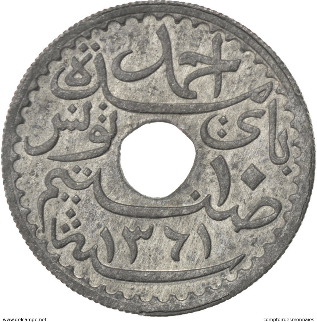 Monnaie, Tunisie, Ahmad Pasha Bey, 10 Centimes, 1942, Paris, SUP, Zinc, KM:267 - Tunisia