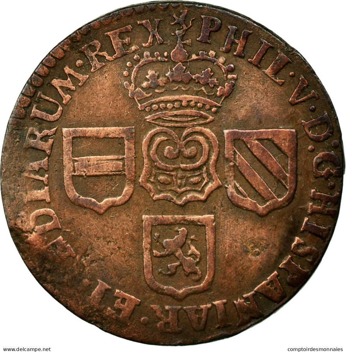 Monnaie, Pays-Bas Espagnols, NAMUR, Philip V Of Spain, Liard, 1709, Namur, TB - Otros & Sin Clasificación