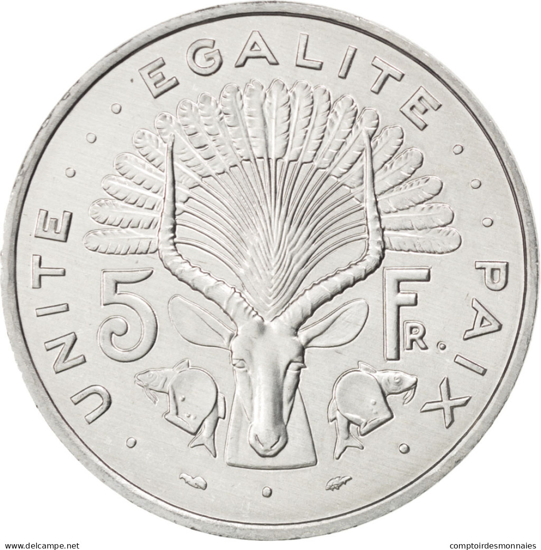 Monnaie, Djibouti, 5 Francs, 1991, SPL, Aluminium, KM:22 - Dschibuti