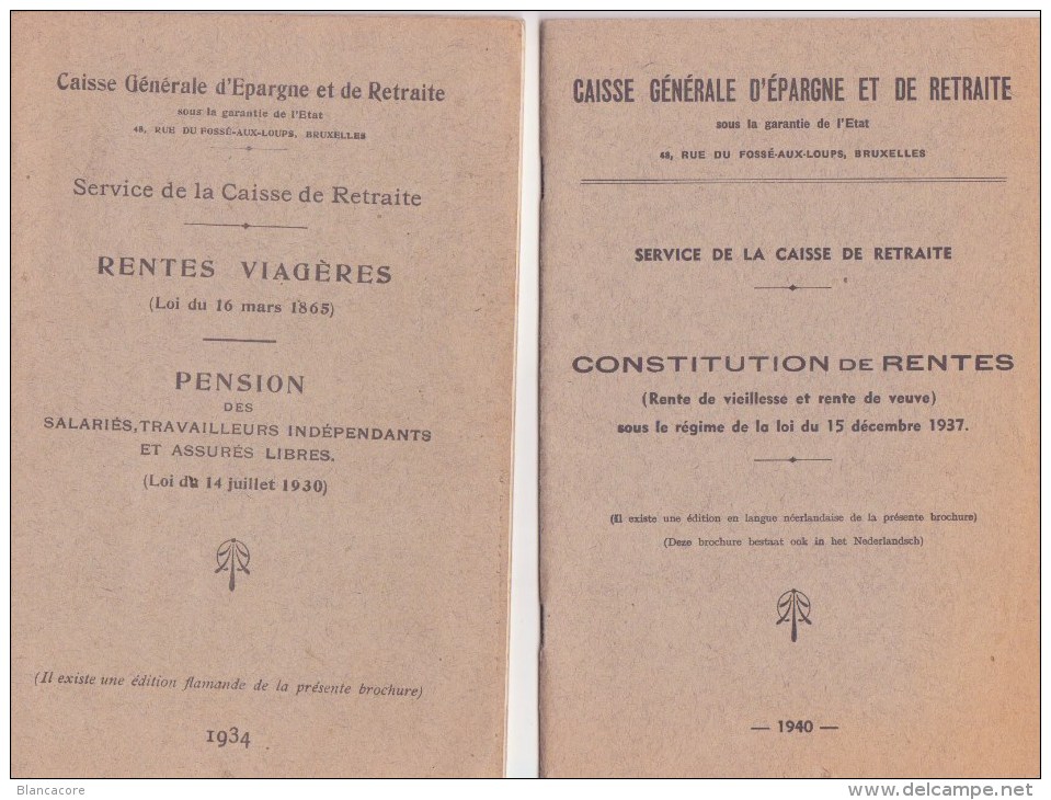 CGER Caisse Générale D ´ Epargne & De Retraite  1934 & 1940 Lot De 2 Revues Au Sujet De Rentes Et Pension - Comptabilité/Gestion