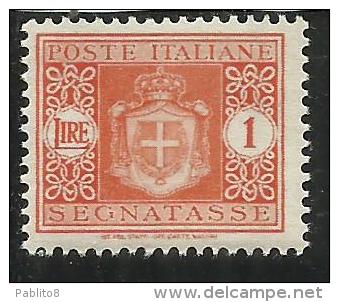 ITALY KINGDOM ITALIA REGNO 1945 LUOGOTENENZA SEGNATASSE POSTAGE DUE TASSE SENZA FILIGRANA UNWATERMARK LIRE 1 MNH - Taxe