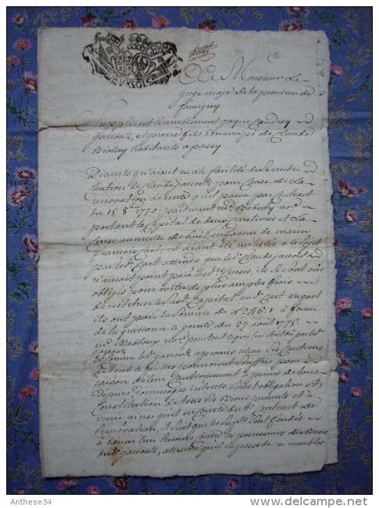 Rente Papier 4 PP 1756 Généralité De Savoie Passy Familles Biolley Bellegarde Decornillon - Manuskripte