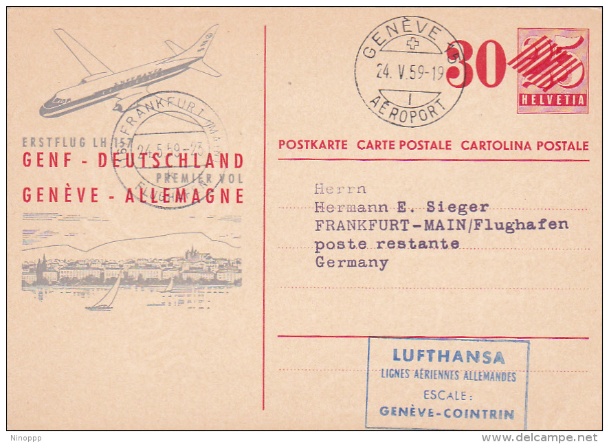 Switzerland 1959 First Flight Geneve-Frankfurt By Lufthansa - Covers & Documents