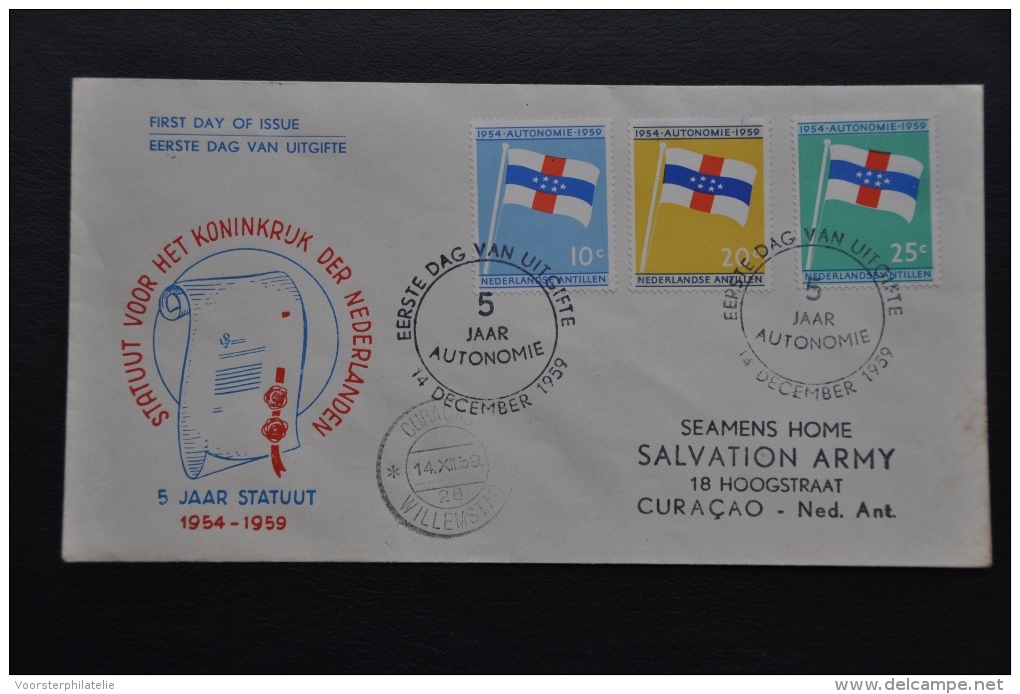 M3 ++ NEDERLANDSE ANTILLEN FDC 1959 E12 GESLOTEN KLEP - Curacao, Netherlands Antilles, Aruba