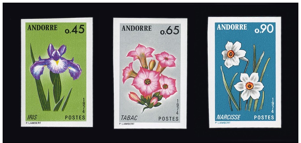 ANDORRE FRANCAIS N° 234/236 ** Fleurs. Non Dentelés. Cote 48 €. TTB - Unused Stamps