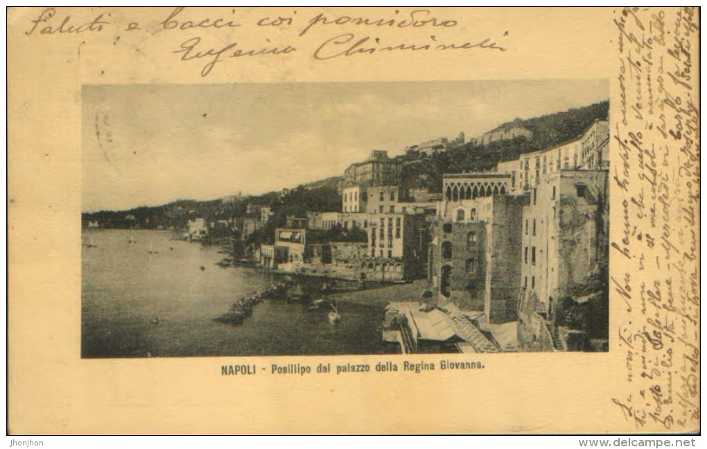 Italia - Cartolina Circolato 1910 A Costantinopoli - Napoli -Posillipo Dal Palazzo Della Regina Giovanna - 2/scans - Napoli (Naples)