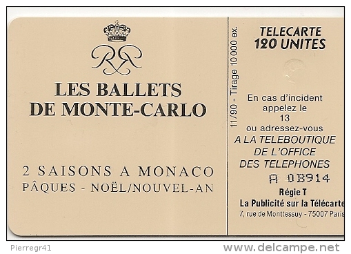 CARTE-PUBLICC-MONACO-MF 11-SO3-11/90-LES BALLETS De MONTE CARLO-UTILISE-TBE - Monaco