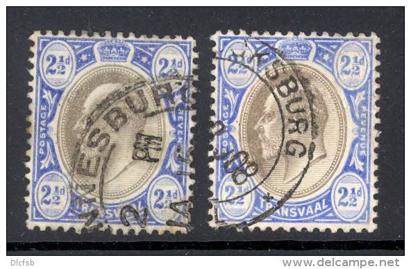 TRANSVAAL, 1904 2&frac12;d (ordinary And Chalky Paper, Wmk Mult CA) VFU, SG263, 263b, Cat &pound;17 - Transvaal (1870-1909)