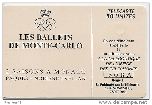 CARTE-PUBLICC-MONACO-50U-MF 08--GEM A-Série A-BALLETS De MONTE CARLO--UTILISE-BE - Monaco