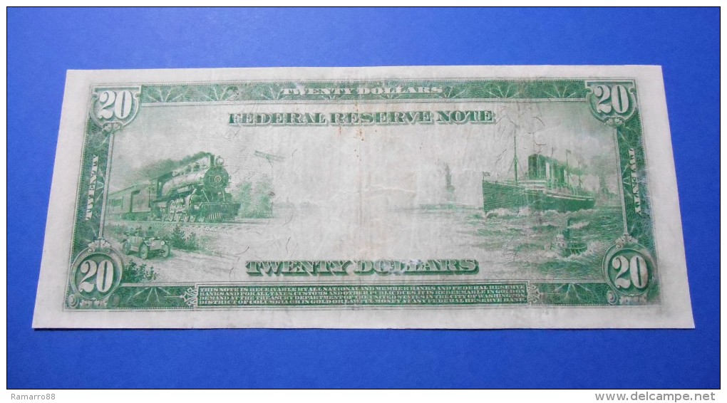 USA 20 $ Dollars 1914 Grover Cleveland P361b Blue Seal Bank Of Chicago VF - Bilglietti Della Riserva Federale (1914-1918)