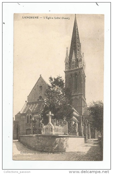 Cp , 14 , .LANGRUNE , L'église , Côté Ouest , Ed : à La Parisienne-maison Roy , Vierge - Sonstige & Ohne Zuordnung