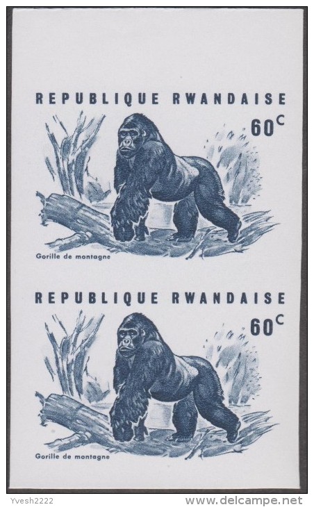 Rwanda 1970 Y&T 372. Essais De Couleurs, Gorille Des Montagnes. Singes, Arbres - Gorillas