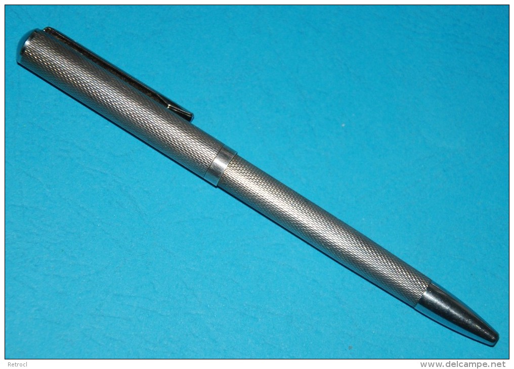 Vintage Ballpoint Pen, Silver, Marked 925, With Support For Stamp - Schreibgerät