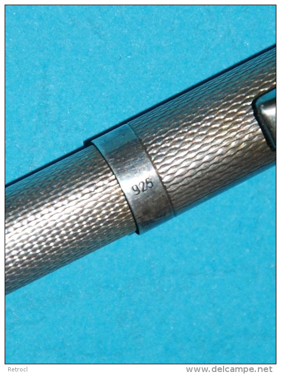 Vintage Ballpoint Pen, Silver, Marked 925, With Support For Stamp - Schreibgerät