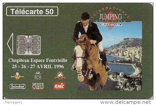 CARTE-PUBLIC-MONACO-50U-MF38-SC7-03/96-JUMPING INTERNATIONAL-V°Gros D N°C63058369-UTILISE-BE - Monaco