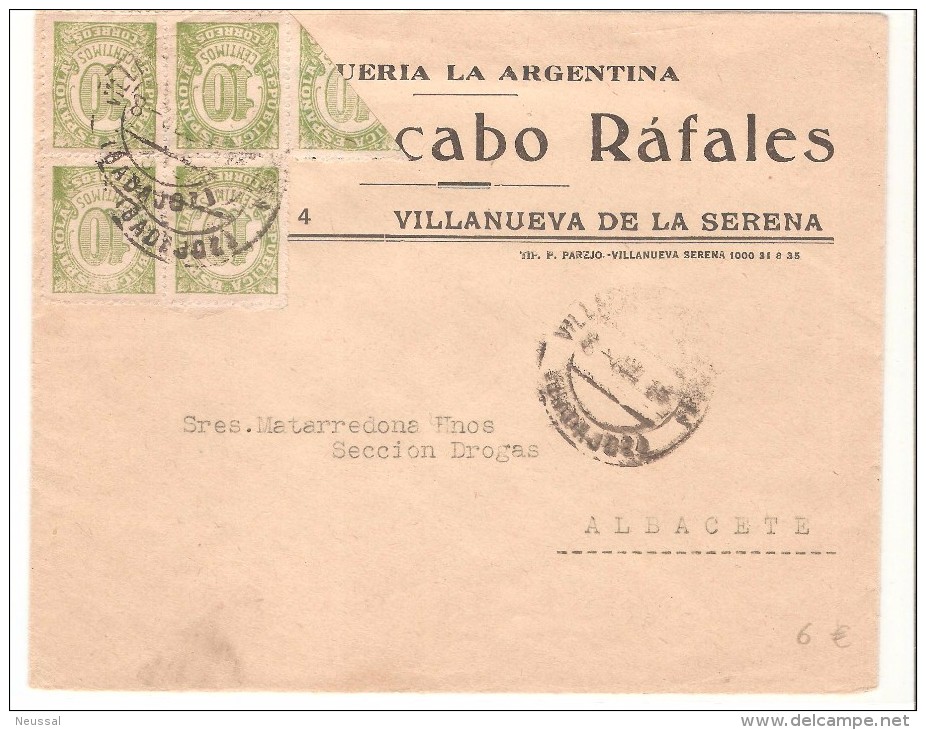 Carta De España. Con  Viseccion. Matasello Badajoz. - Covers & Documents