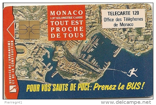 CARTE-PUBLIC-MONACO-120U-MF27-GEM A-Sans Logo-01/93-PRENEZ Le BUS-UTILISE-TBE - Monace