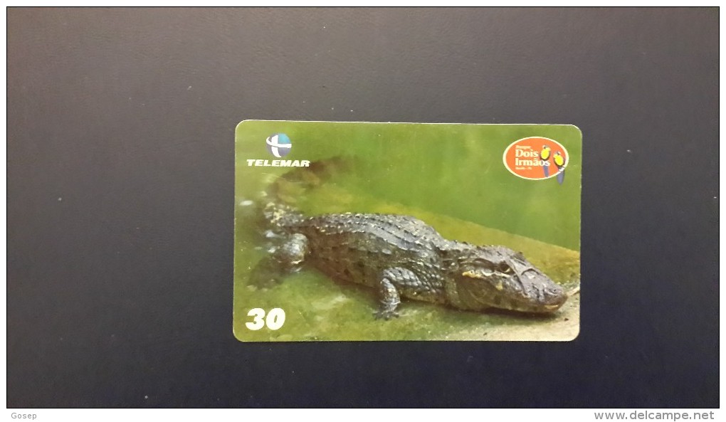 Brasil-dois Irmaos- JACARE-DE- PAPO-AMARELO-7/10-used Card - Coccodrilli E Alligatori
