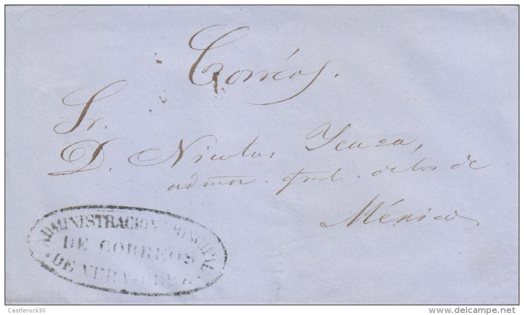 RG)1848 MEXICO, OVAL ADMINISTRACIÓN DE CORREOS DE VERACRUZ, CIRCULATED COVER TO MEXICO, XF - Mexico