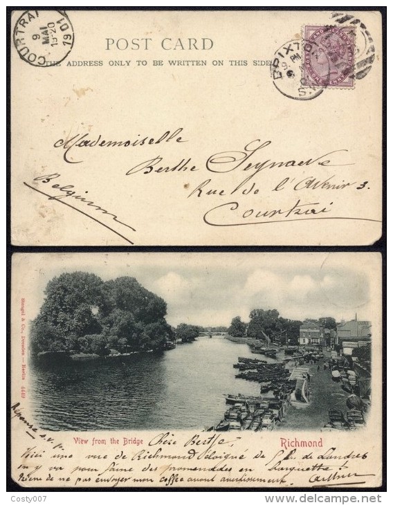 Great Britain 1901 Victoria Postal History Rare Postcard Stationery Brixton To Courtrai Belgium DB.271 - Cartas & Documentos