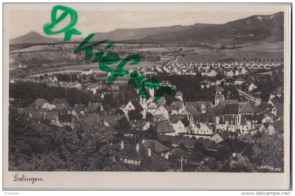 Balingen, Blick Auf Die Katholische Kirche, Mit Burg Hohenzollern Im Hintergrund, Um 1940 - Balingen
