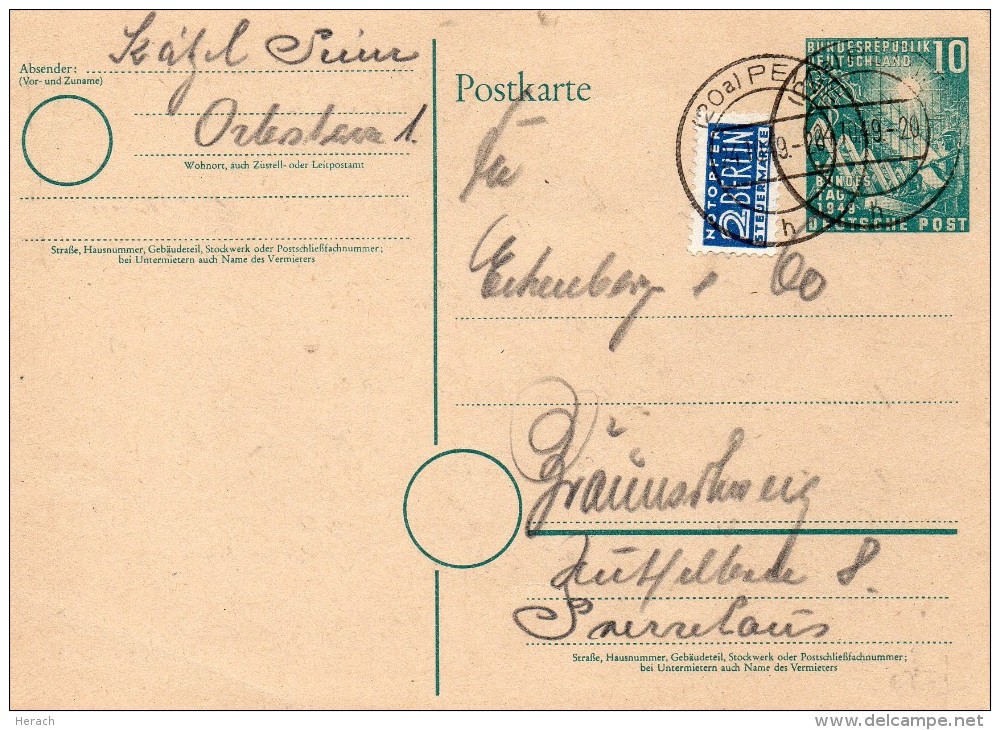 ALLEMAGNE ENTIER POSTAL 1949 - Cartes Postales - Oblitérées