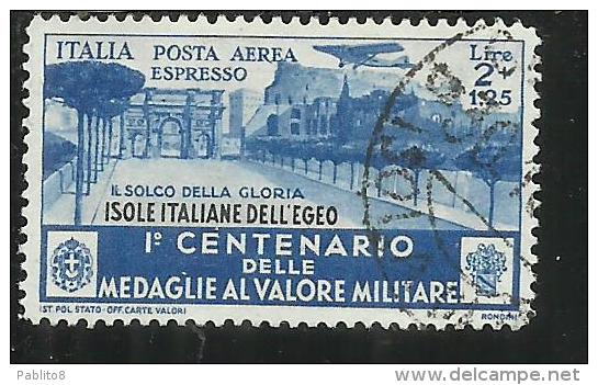 EGEO 1934 MEDAGLIE ESPRESSO AEREO SPECIAL DELIVERY AIR MAIL LIRE 2 + 1,25 USATO USED OBLITERE' - Egée