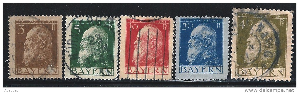 BAVARIA 1911 MICHEL 76-79,82 TYPE I USED VALUE 11 EUR - Altri & Non Classificati