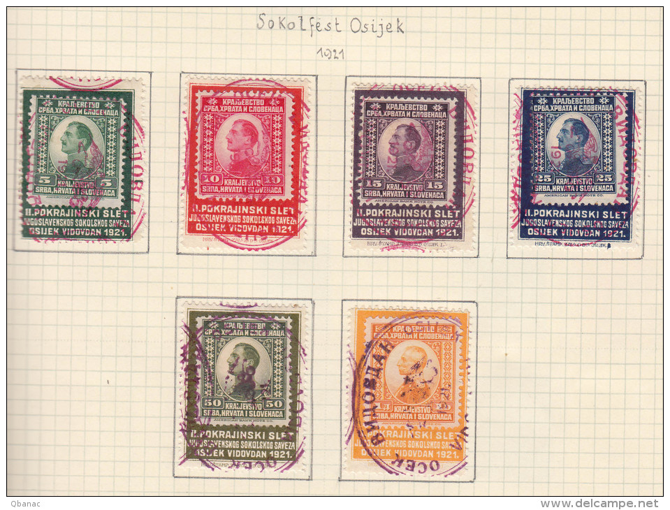 Yugoslavia Kingdom 1921 Special Sokol Games Issue, Complete Set With Latin Letters, Red Cancel - Ongebruikt