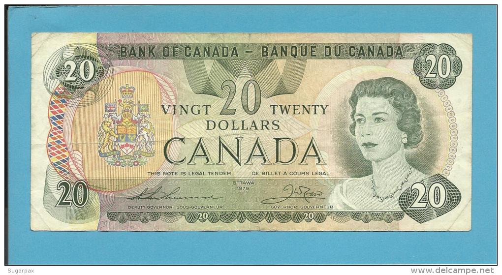 CANADA - 20 DOLLARS - ( 1979 ) - Pick 93.c - Sign. Thiessen-Crow - 2 Scans - Canada