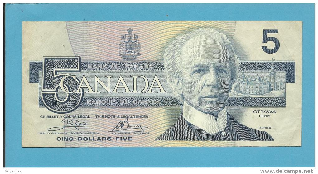 CANADA - 5 DOLLARS - ( 1986 ) - Pick 95.a2 - Sign. Crow-Bouey - 2 Scans - Canada