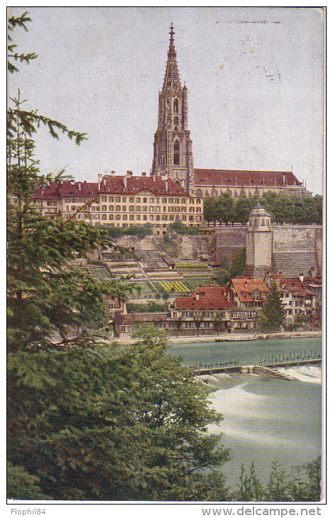 SUISSE - BERN - FLAMME - DRAPEAU - LE 22-11-1912  - CARTE POSTALE DE BERN. - Marcophilie