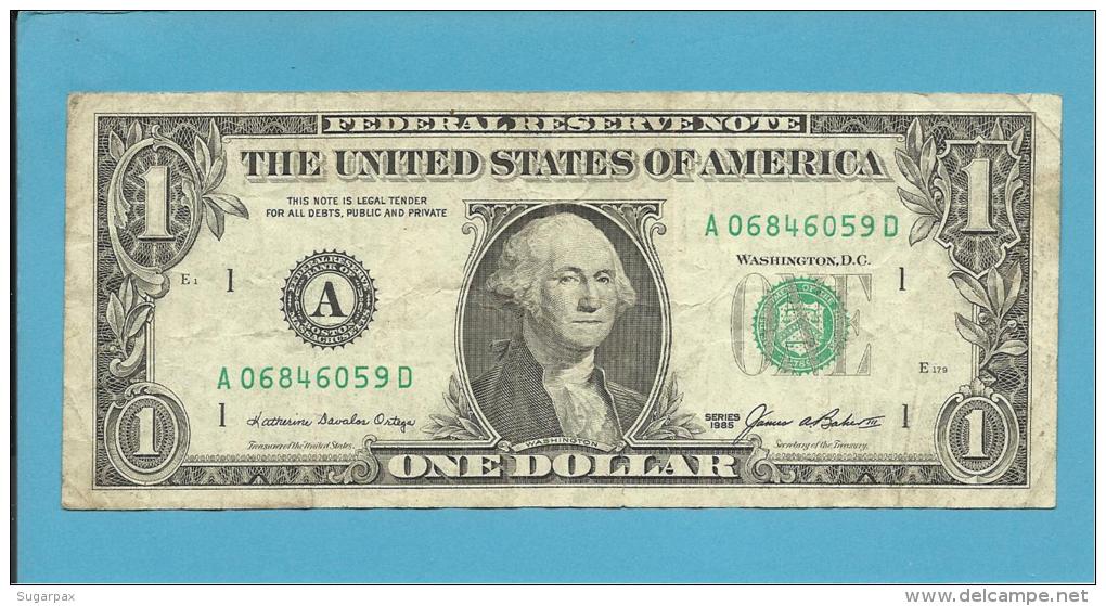 U. S. A. - 1 DOLLAR - 1985 - Pick 474 - ( A ) - BOSTON - MASSACHUSETTS - 2 Scans - Billets De La Federal Reserve (1928-...)