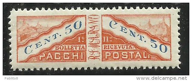 SAN MARINO 1928 PACCHI POSTALI PARCEL POST CENT. 50 MNH - Paquetes Postales