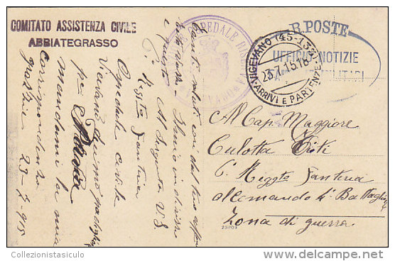 3-4057- Abbiategrasso - Pia Casa Degli Incurabili - Sezione Ragazzi - 1915 + Annullo - Milano - F.p. Viaggiata - Milano