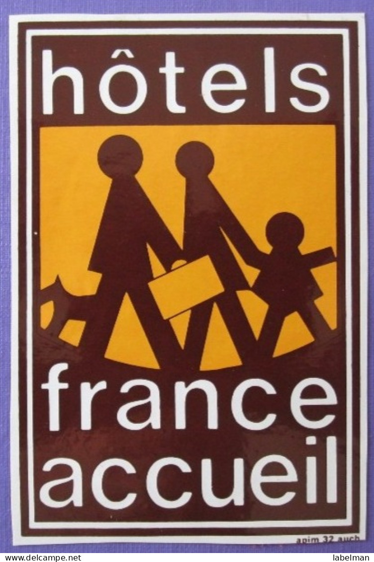 HOTEL MOTEL RESIDENCE PENSION HOSTELLERIE ACCUEIL FRANCE TAG DECAL STICKER LUGGAGE LABEL ETIQUETTE AUFKLEBER - Hotel Labels