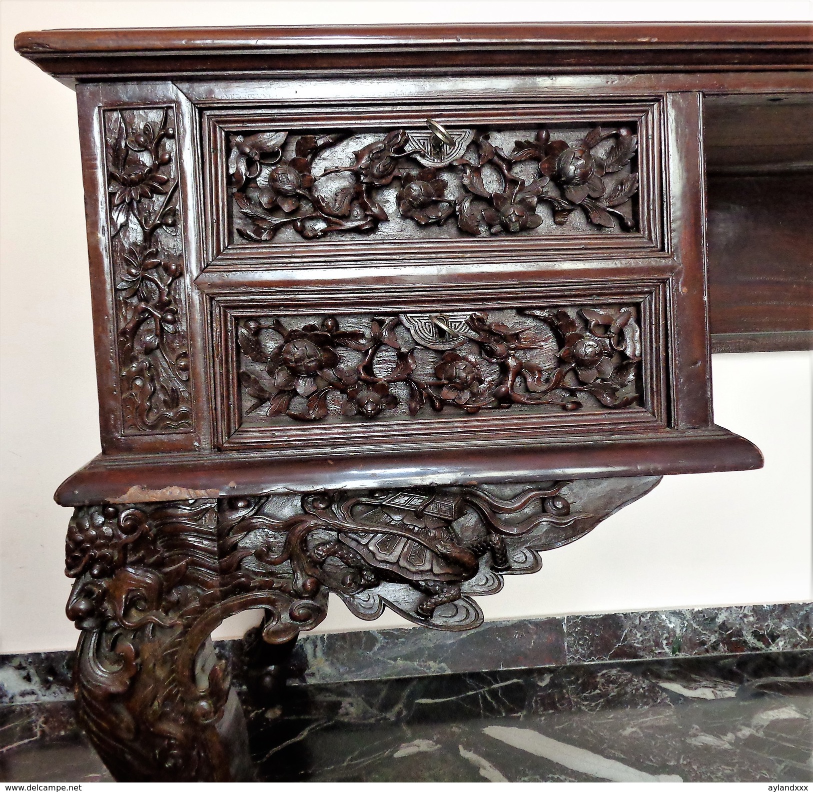 CINA (China): Old And Fine Chinese Desk Table Carved In Hardwood (Rosewood ?) - Arte Orientale
