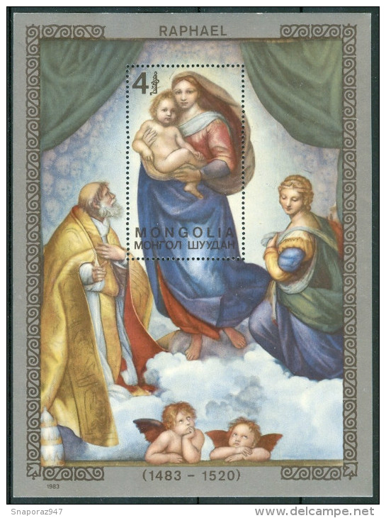 1983 Mongolia Raffaello "Madonna Sistina" Quadri Paintings Peintures Block MNH** Mon236 - Mongolia