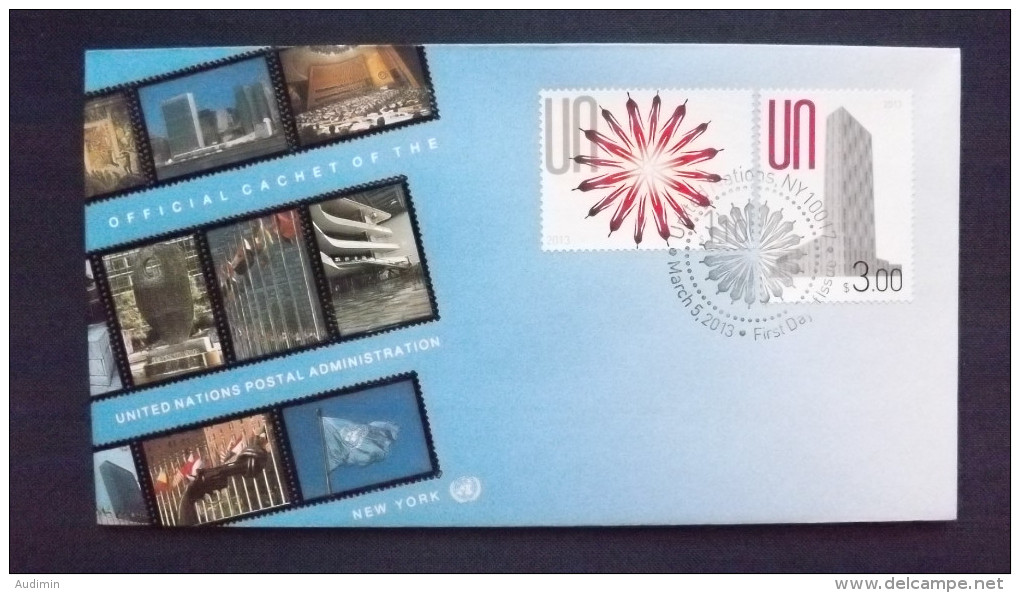 UNO-New York 1334/5 FDC, NYHQ-Cachet, Freimarken: Menschen Bilden Blüte, Menschen In UNO-Hauptquartier - Storia Postale