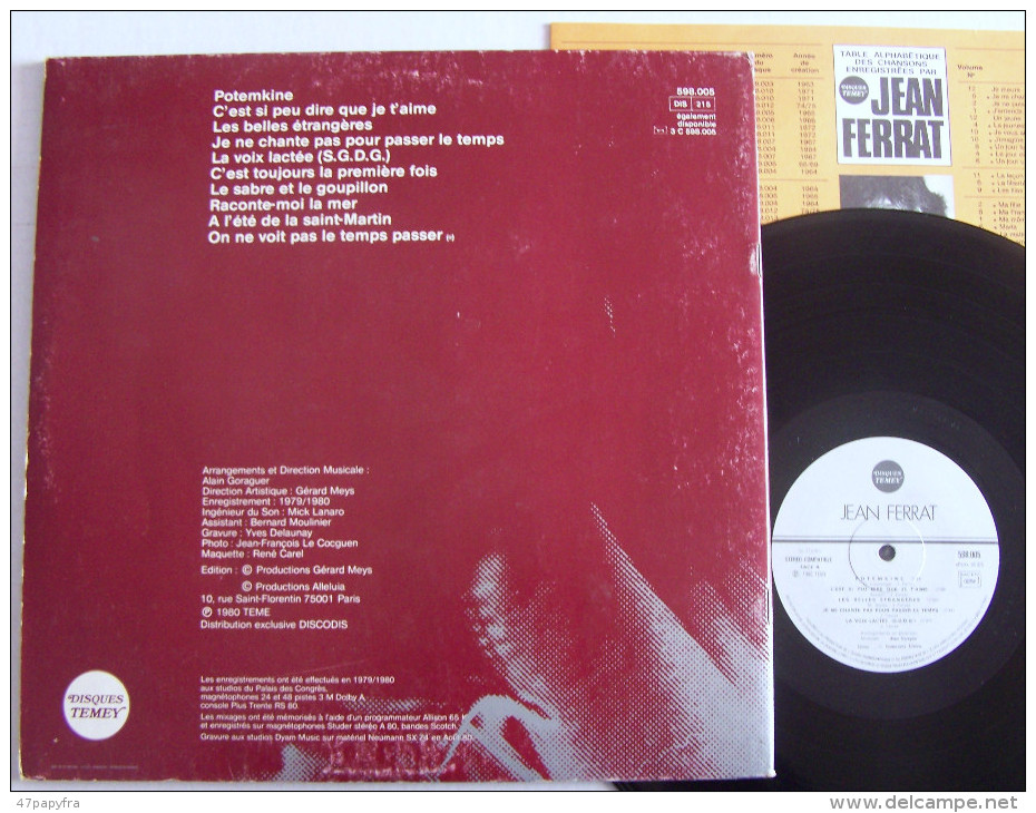 Jean FERRAT LP Disque Original TEMEY N° 5 + Livret Potemkine EX / EX - New Age