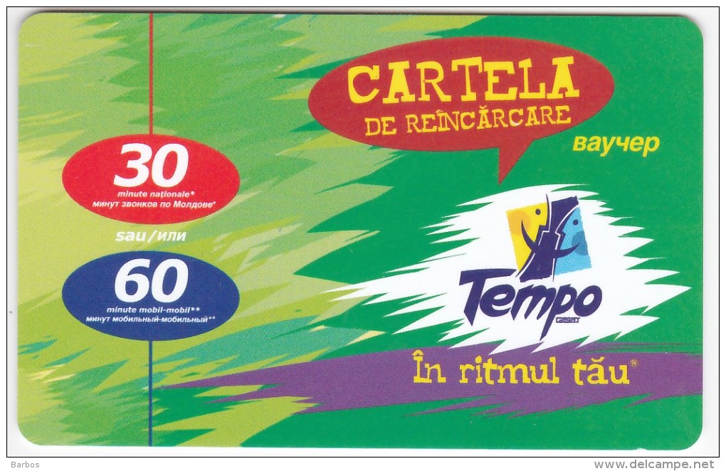 Moldova  , Voxtell , 2004 , Tempo In Ritmul Tau , 30/60  Minuts ;  Prepaid , Plastic , Used - Telecom Operators