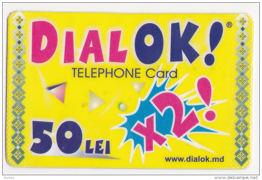 Moldova  , Liderfone , DIALOK ,  Telephone Cards  , 50 Lei  X 2 ; RARE , Plastic , Used - Telecom Operators