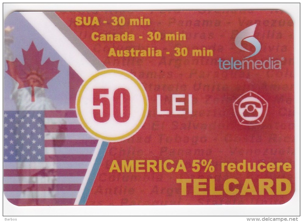 Moldova  , Telcard , TELEMEDIA ,  Telephone Card  , Phone Card , 50 Lei   ; Tip III ,  RARE , Plastic , Used - Telecom