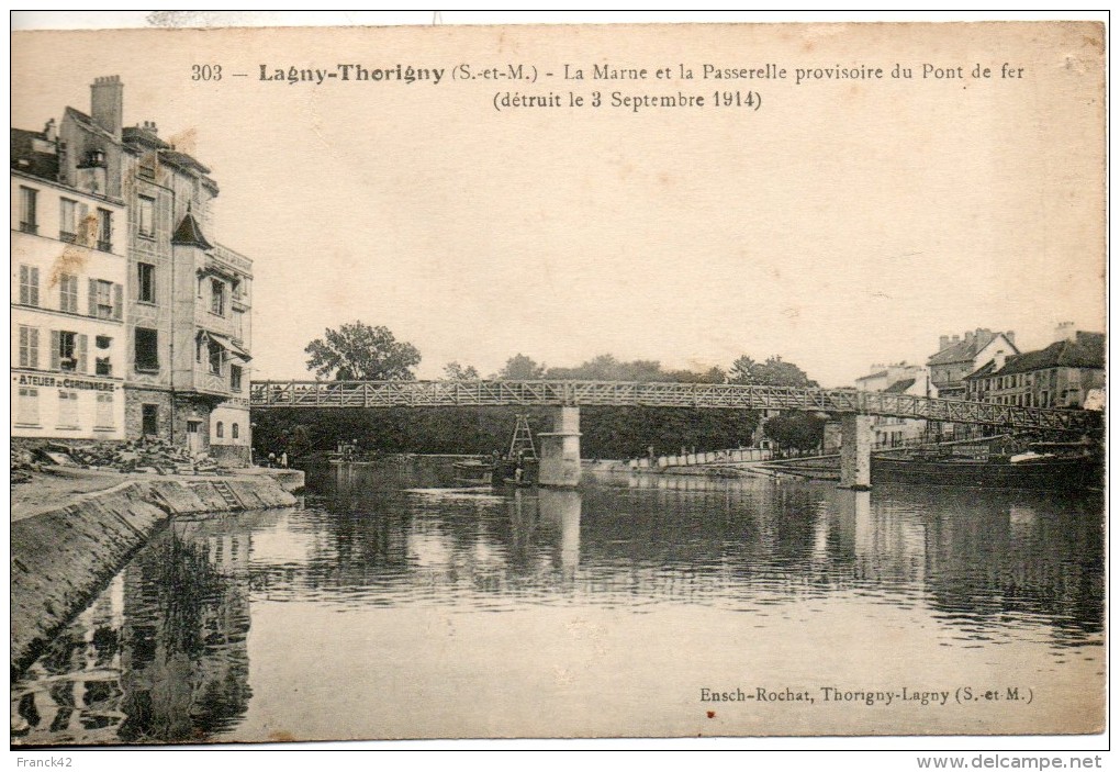 77. Lagny-thorigny. La Marne Et La Passerelle Provisoire Du Pont De Fer - Lagny Sur Marne