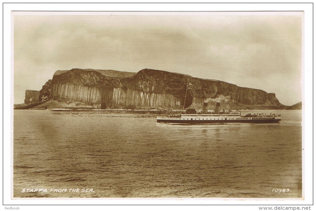 RB 1017 -  1939 Real Photo Postcard - Steamer Ship Boat - Staffa Island Scotland - Argyllshire