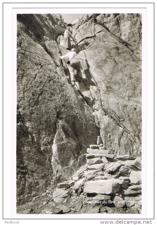 RB 1018 - Real Photo Postcard - Climbing Chamonix France - Cheminee Du Brevent - Sport Theme - Climbing