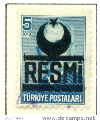 TURKEY  -  1951  Official  Opt.RESMI  5k  Used As Scan - Used Stamps