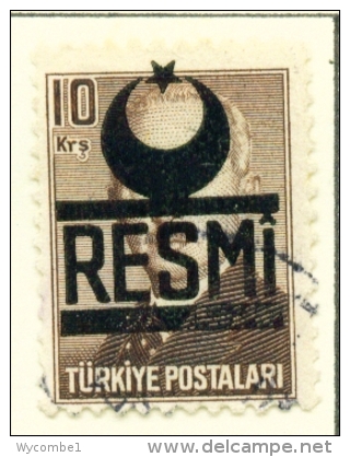 TURKEY  -  1951  Official  Opt.RESMI  10k  Used As Scan - Used Stamps