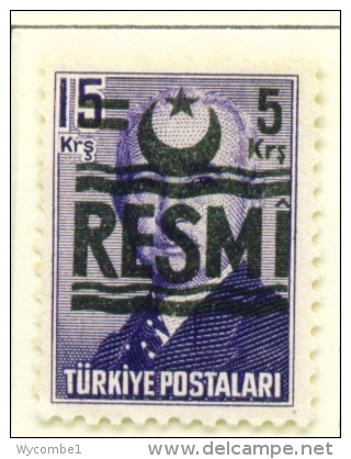 TURKEY  -  1955  Official  Opt.RESMI  5k On 15k  Used As Scan - Used Stamps